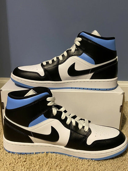 Wmns Air Jordan 1 Mid 'Black / White / University Blue'