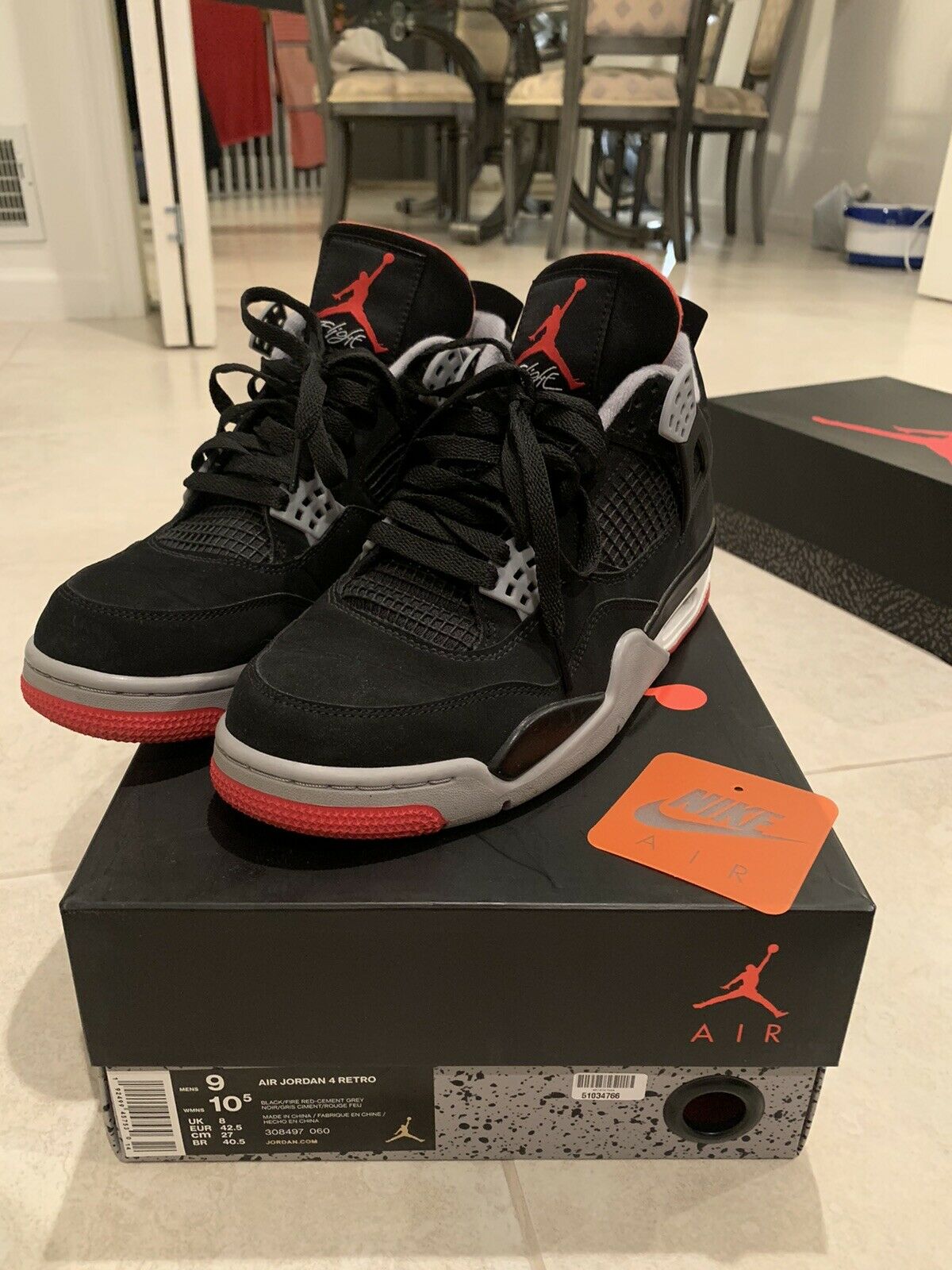 Air Jordan 4 Retro Bred 2019 Release Mens - 308497-060